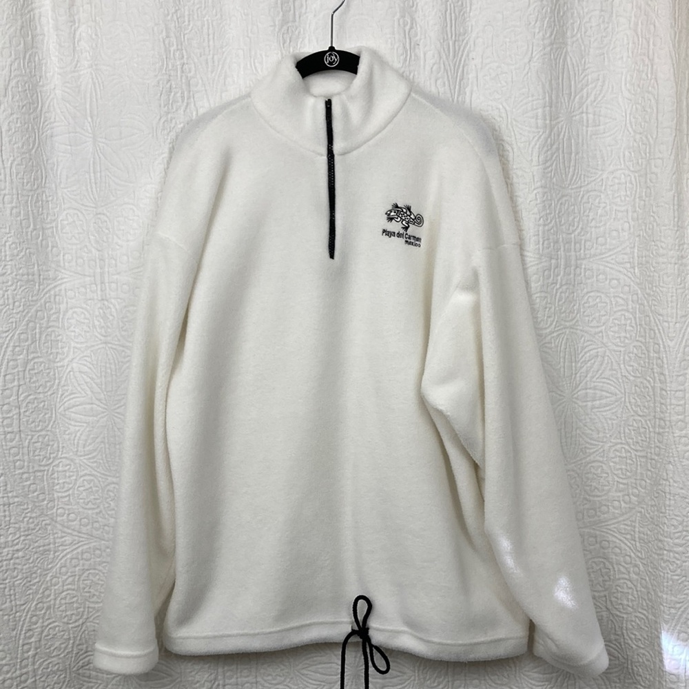 Mr. Buho Playa del Carmen White Fleece Pullover sz Medium